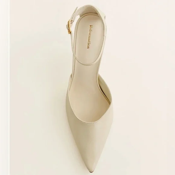 Reformation Nessa Heeled Pump in Almond Leather, Size 7.5 - Picture 3 of 12